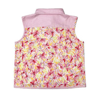 Girl's mixed Floral print knot hem sleeveless shirt
