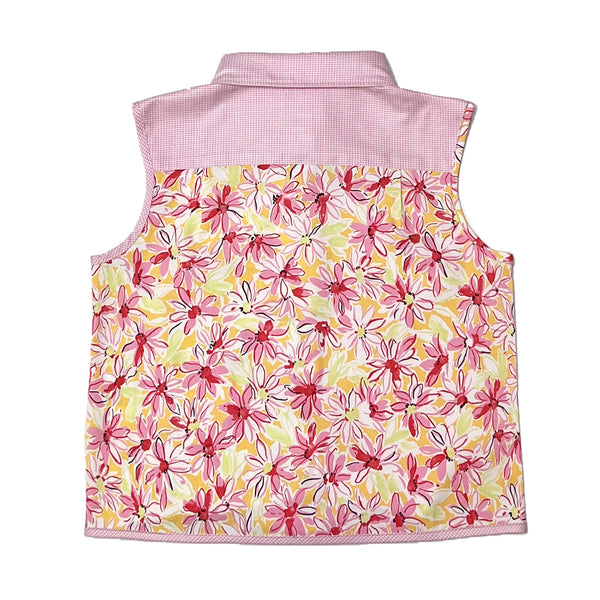 Girl's mixed Floral print knot hem sleeveless shirt
