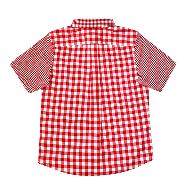 Boy's SS  Spread Collar Mixed Check  Shirt