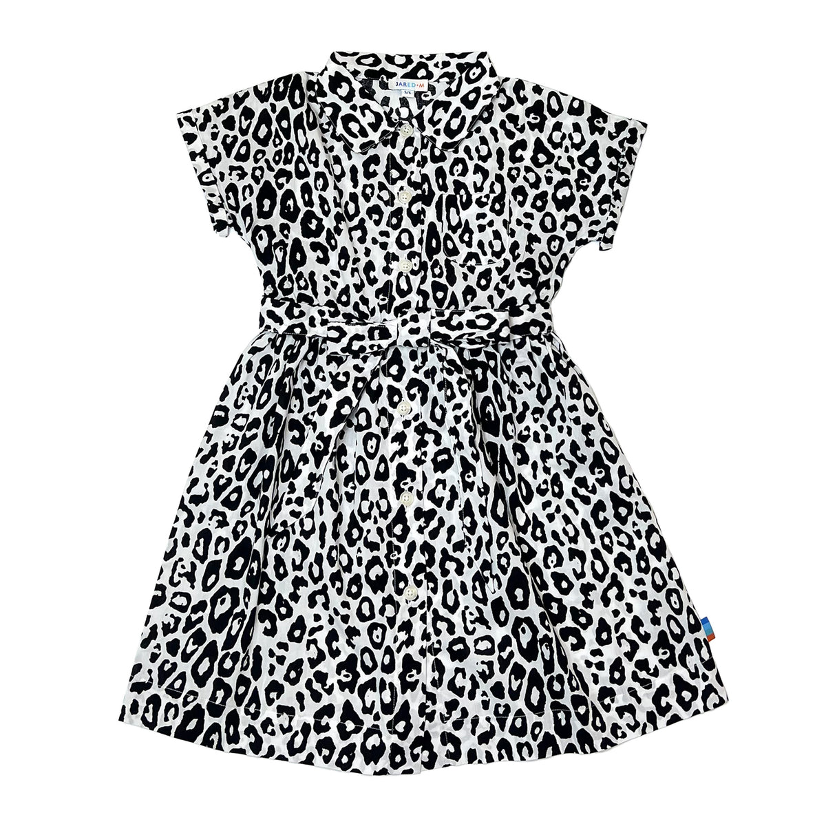 Girl's SS Woven Shirt Dress with Belt B/W Leopard - My Little J