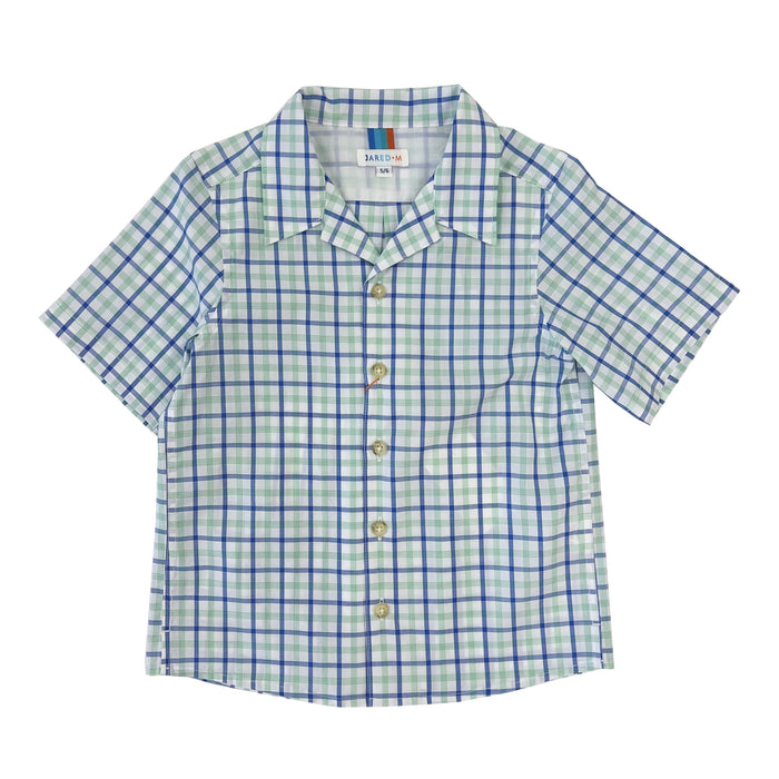Boy's SS Camp Collar Plaid shirt