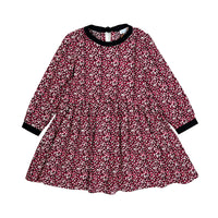Girl's  LS Dress with Contrast Neck Trim