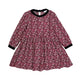 Girl's  LS Dress with Contrast Neck Trim