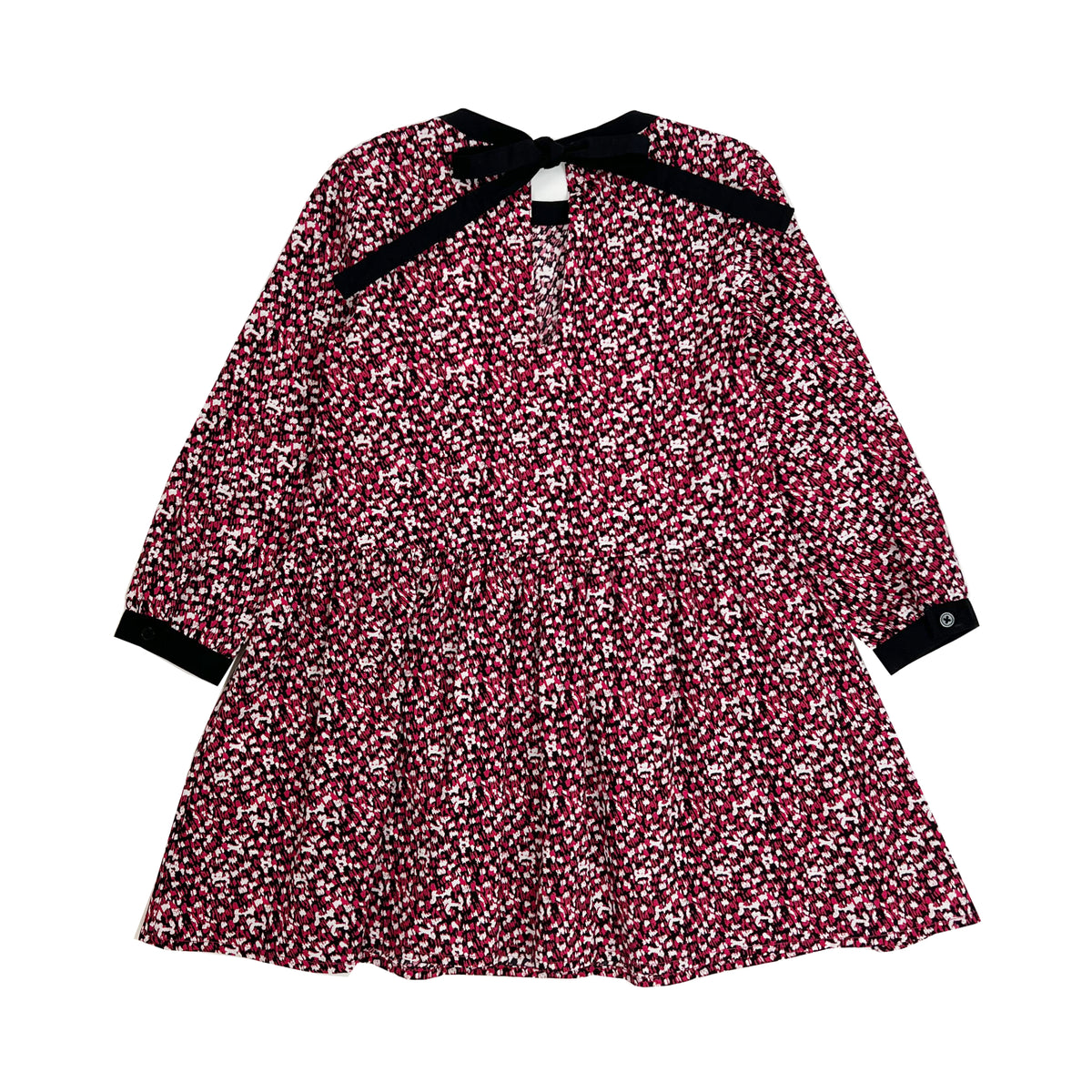 Girl's  LS Dress with Contrast Neck Trim