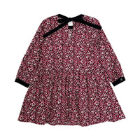 Girl's  LS Dress with Contrast Neck Trim