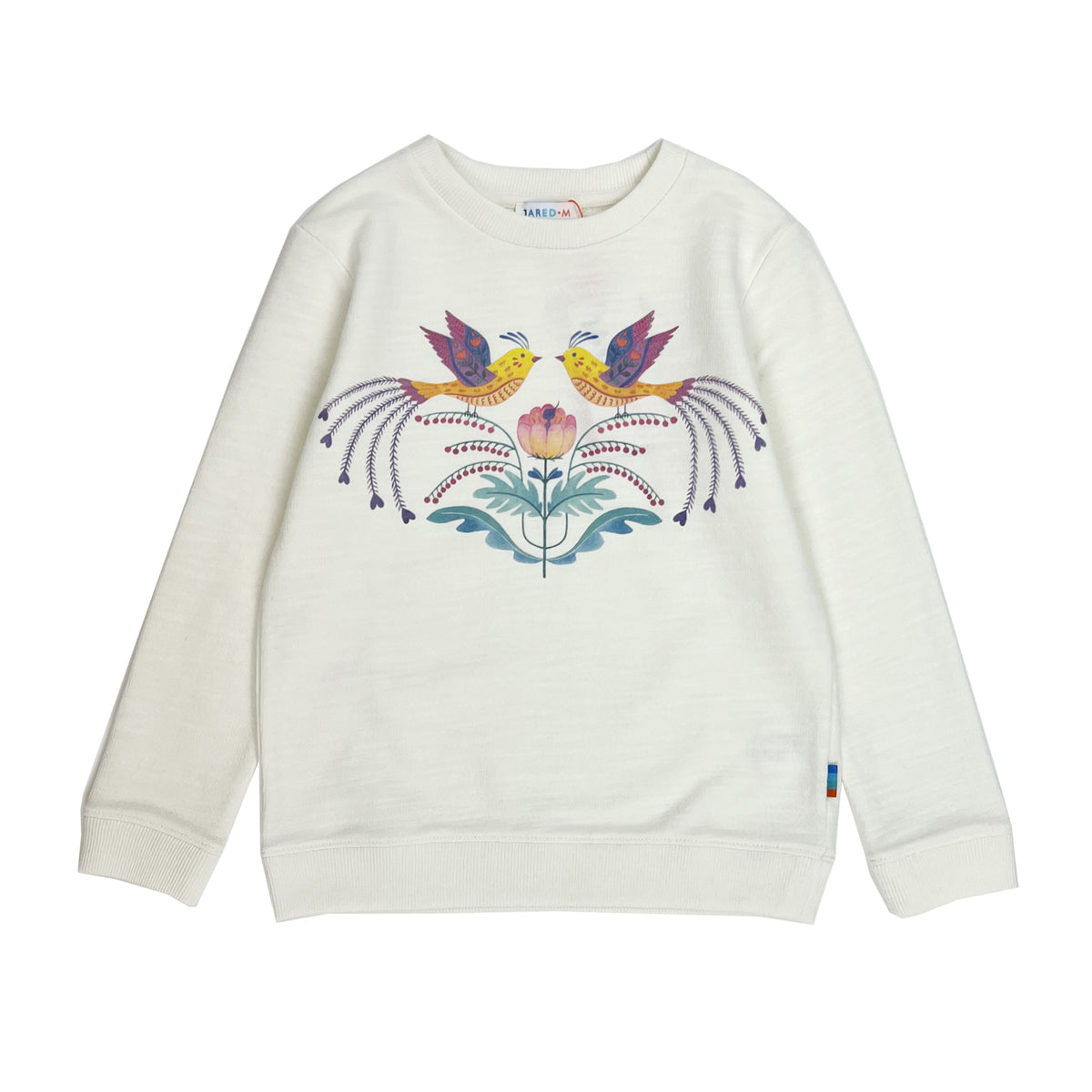 Girl's LS Knit Crew Lovebirds  Pullover