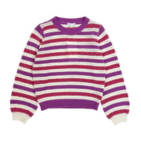 Girl's LS Stripe Openwork Sweater