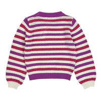 Girl's LS Stripe Openwork Sweater