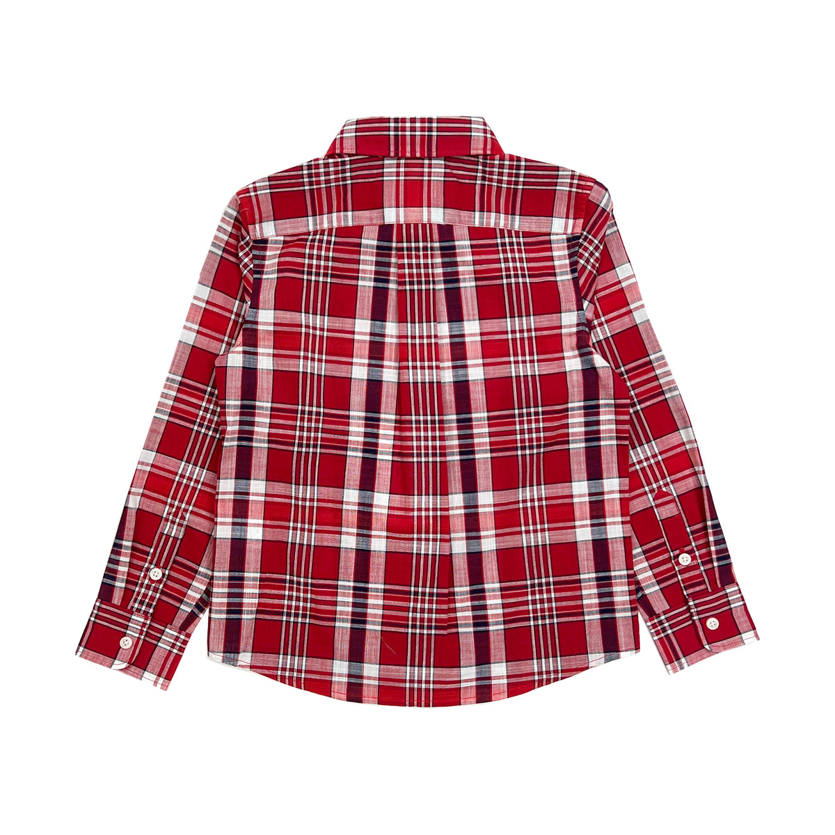 Boy's LS Spread Collar  Red Color Plaid Shirt - My Little J
