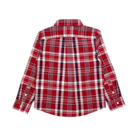 Boy's LS Spread Collar  Red Color Plaid Shirt - My Little J