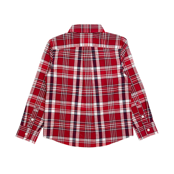 Boy's LS Spread Collar  Red Color Plaid Shirt - My Little J